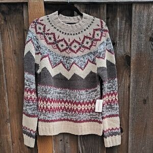 LUCKY BRAND Crewneck Fair Isle  Raglan Sweater Size M